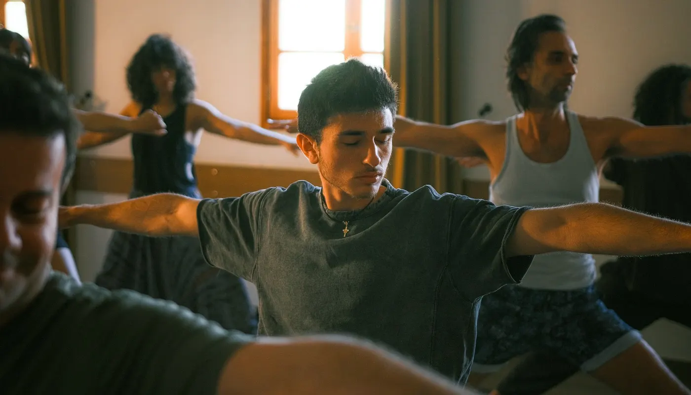 Personas practicando yoga en un estudio